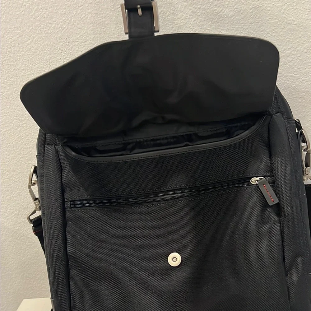 JACK GEORGES Black Canvas and Leather Business Briefcase Laptop Messenger Bag